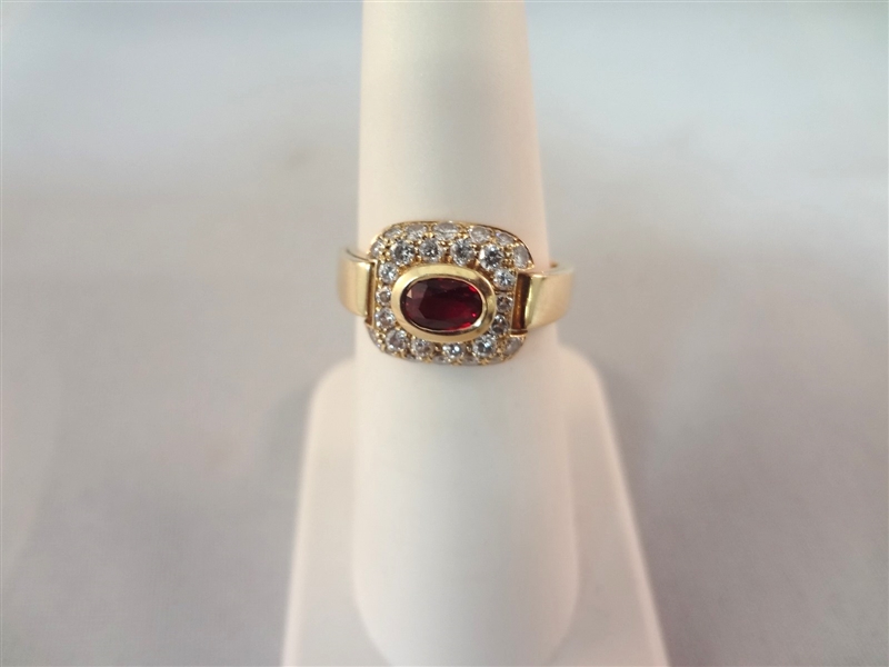 14k Gold Ruby and 28 Diamond Ring