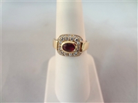14k Gold Ruby and 28 Diamond Ring