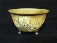 Weller Three Footed Bowl "Knifewood" Pattern
