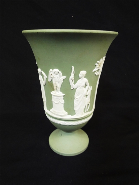 Wedgwood Green Jasperware Vase/Urn