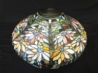 Stained Leaded Glass Table Lamp Shade Floral Design