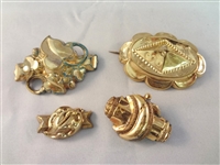 (4) Gold Filled Art Nouveau Brooches