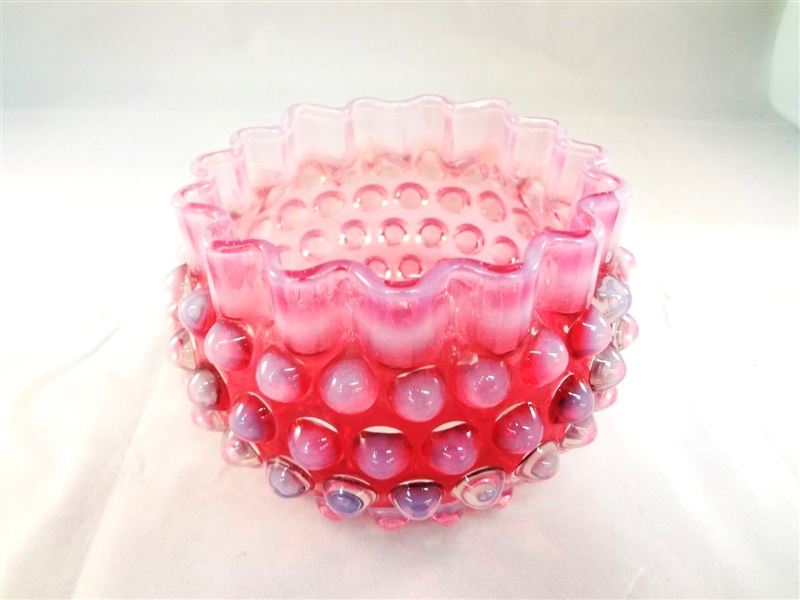 Hobbs, Brockunier And Company Hobnail Opalescent Cranberry Glass Bowl