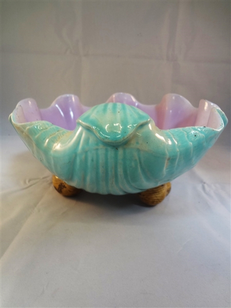 Holdcroft Majolica Shell Three Footed Console Bowl