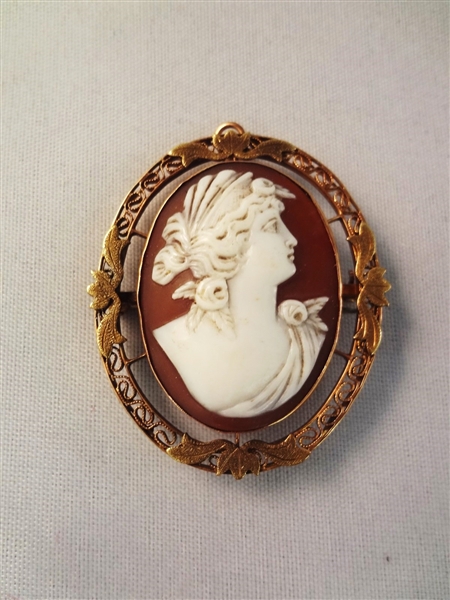10k Gold Victorian Cameo Set in High Filigree Wire Work
