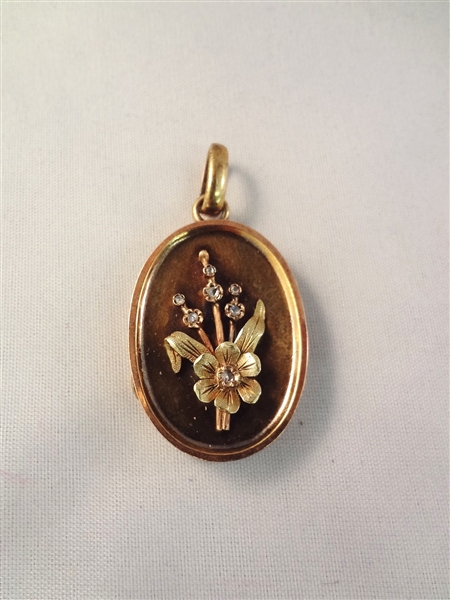 10k Gold Diamond Victorian Mourning Locket/Pendant