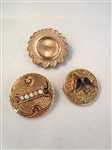 (3) Round Gold Filled Victorian Brooches
