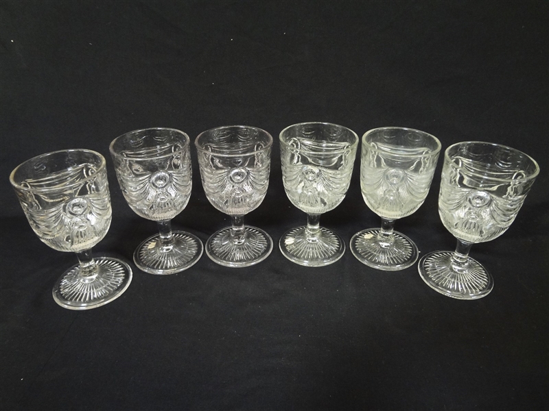 (6) Lincoln Drape Glass Goblets with Tassels