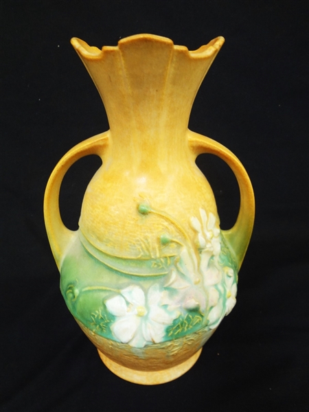Roseville Pottery "Cosmos" Pattern Brown Vase