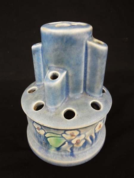 Roseville Pottery Art Deco Flower Frog "Clemana" Light Blue