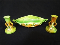 Roseville Pottery Console Bowl and Candlesticks "Snowberry" Pattern
