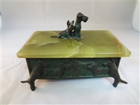 Bronze and Marble Scottie Dog Footed Box