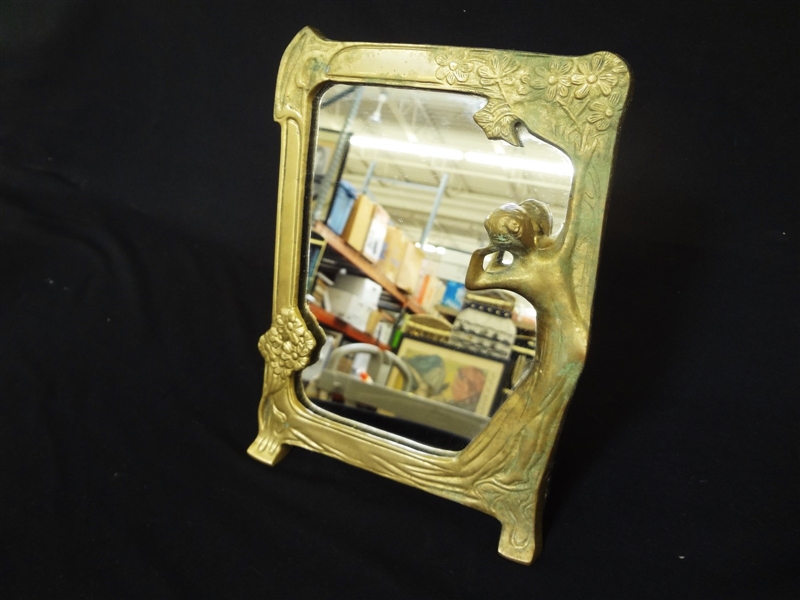 Art Nouveau Bronze Dresser Mirror