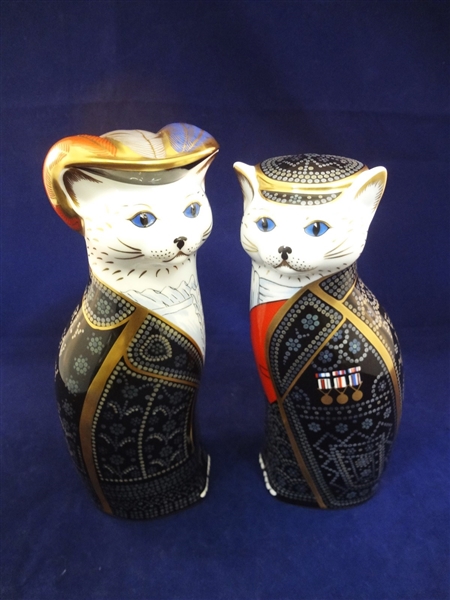 Royal Crown Derby China Royal Cat Collection Pearly King and Queen