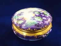 Limoges France Hand Painted Gilt Covered Round Dish