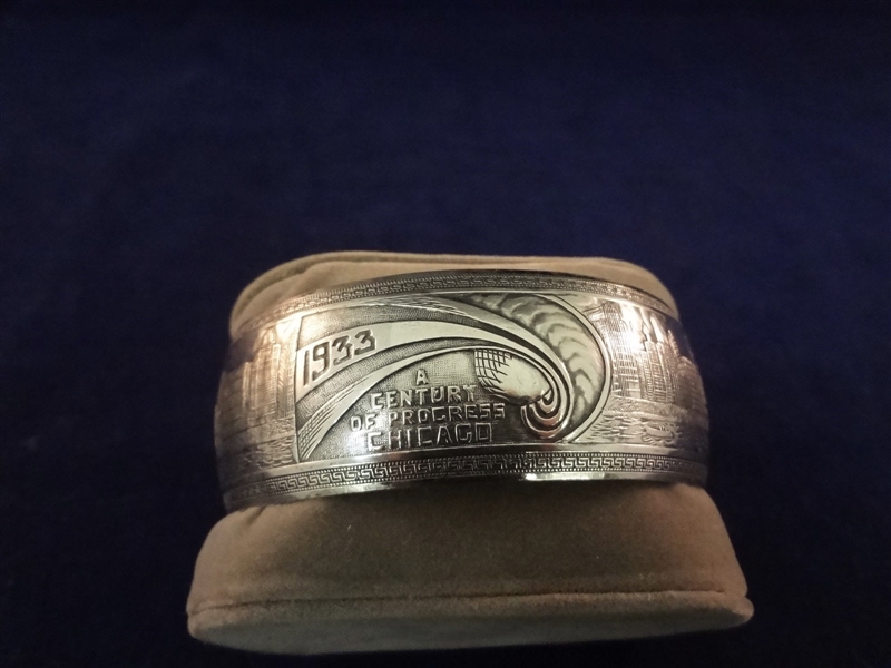 1933 Chicago Worlds Fair Sterling Silver Cuff Bracelet
