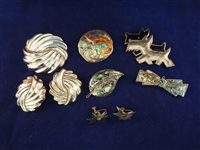Mexico Sterling Silver Jewelry: Brooch, Earrings, Pendants