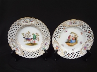 (2) Meissen Reticulated Hand Painted Plates