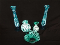 (5) Pieces of Splatter Green Glass