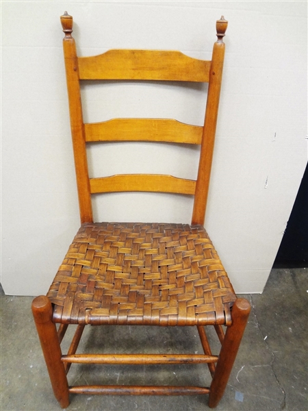 Early 20th Century Shaker Chair Split Cane Seat, Flame Finial