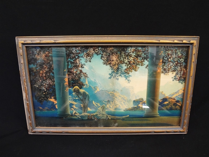 Maxfield Parrish "Daybreak" Lithograph Art Deco Frame