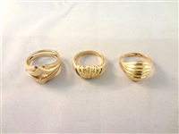 (3) 14k Solid Yellow Gold Rings 14.3 Total Grams
