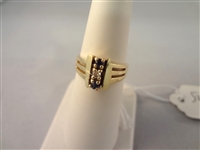 14k Yellow Gold and Sapphire, Diamond Ring