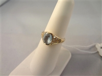14k Gold Aquamarine and Diamond Ring