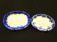 (2) Large Flow Blue Oval Platters: Grindley, Wedgwood