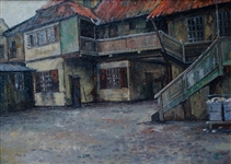 Jens Sinding Christensen (Danish 1888-1980) Oil on Canvas "Courtyard"
