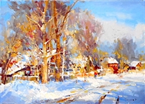 Roman Bilyaev (Russian 1957) Oil on Canvas "Sunny Winter Day" 2015