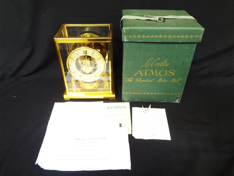 Le Coultre Atmos Clock 526-5 1950s 15 Jewels in Original Box