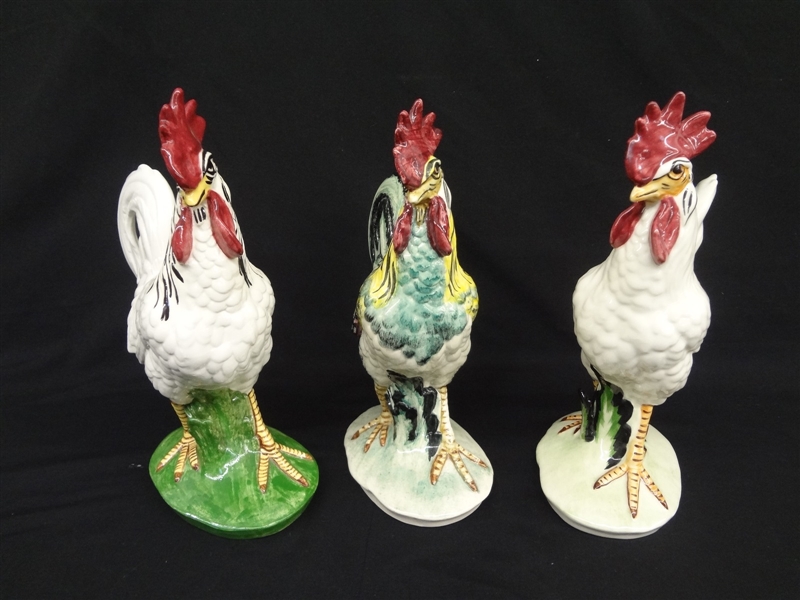 (3) Pennsbury Pottery Rooster Figurines