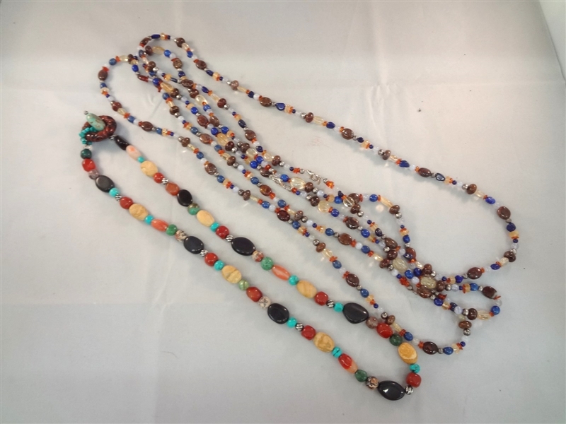 (4) Carolyn Pollack Sterling Silver and Multi Color Stone Necklaces