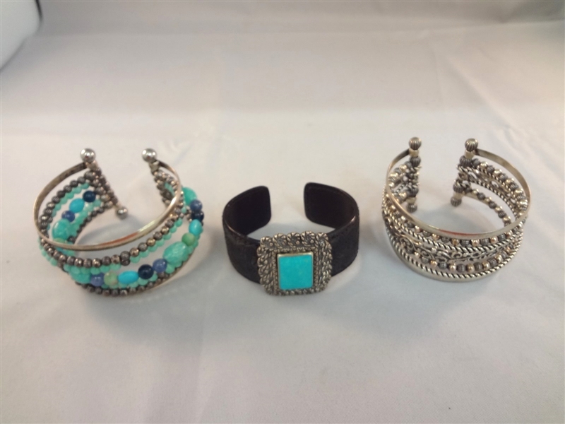 (3) Carolyn Pollack Sterling Silver Cuff Bracelets