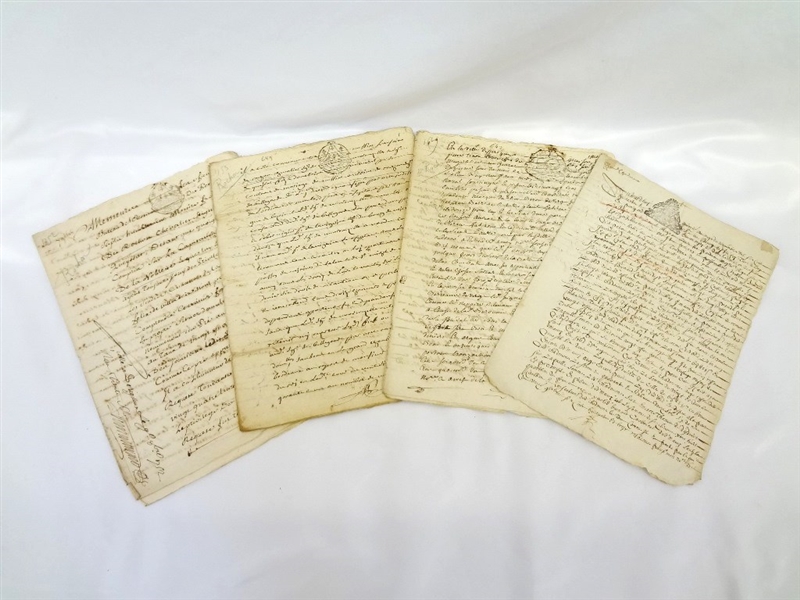 (4) 17th & 18th Century French Nobility Documents: De Rochon de Belleagarde