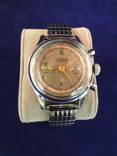 Charles Nicolet Tramelan Chronograph 17 Jewel Stainless Steel Wrist Watch