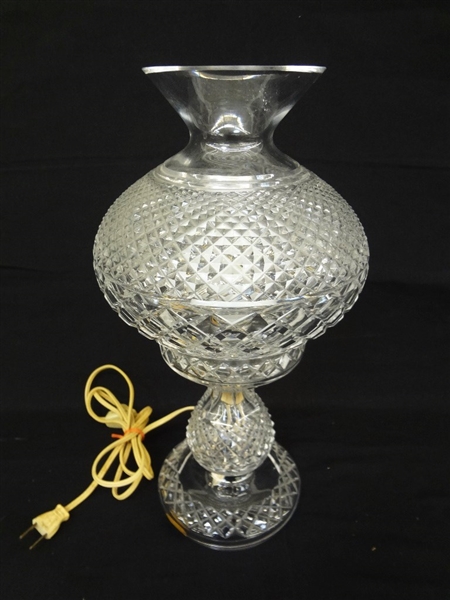Waterford Crystal Large 14" Inch Inishmaan Alana Hurricane Electric Table Lamp