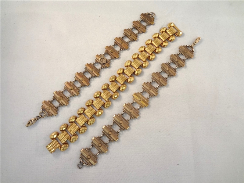 (3) Victorian Gold Filled Bracelets