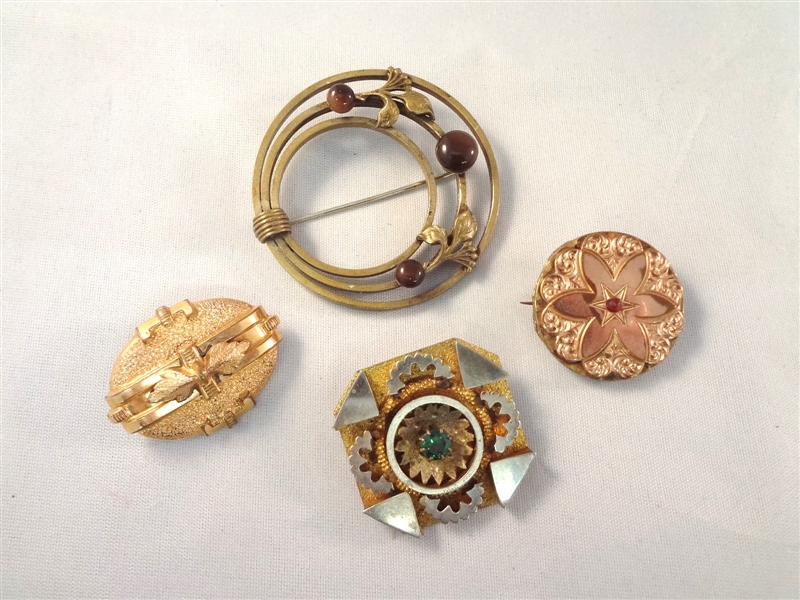 (4) Victorian Gold Filled Brooches