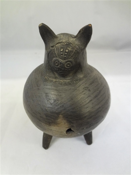 South American Ocarina Clay Pottery Cat Whistle