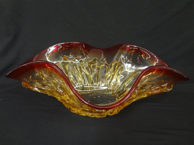 Large Oversize Abstract Art Glass Bowl Attributed to Correia