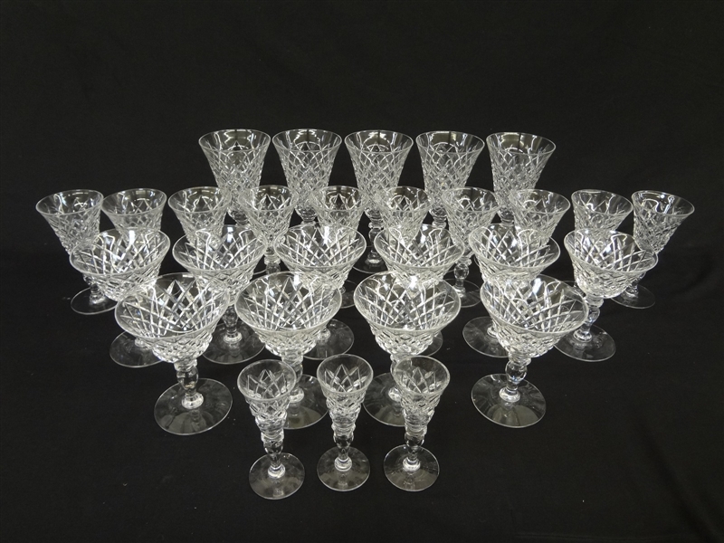 Hawkes Glass Stemware "Delft Diamond" Group of 28