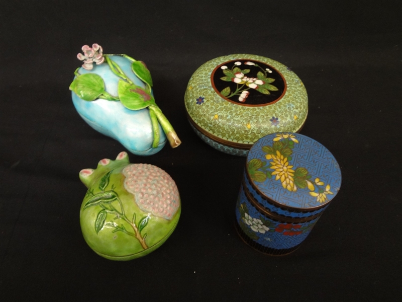 (4) Early Lidded Cloisonne Boxes