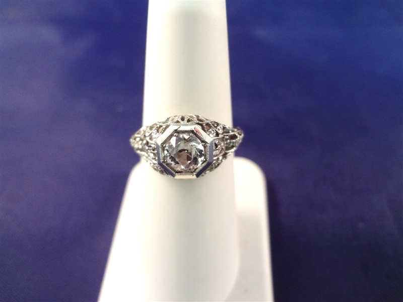 18k White Gold Ring With .75 Carat White Sapphire