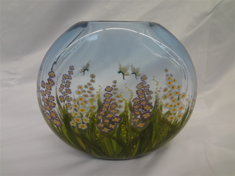 Todd Yaffa Art Hand Blown Glass Flower Vase 1990