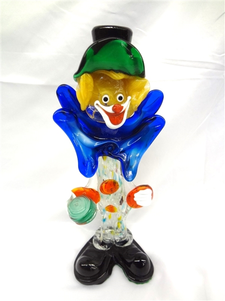 Large Murano Art Glass Clown Holding Ball