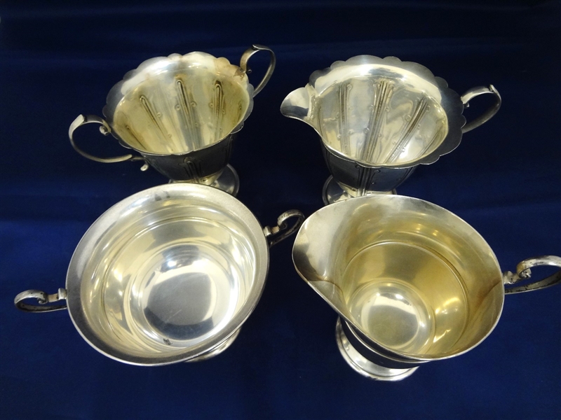 (2) Sets of Sterling Silver Creamer and Sugars: English