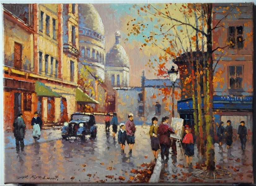 Yuri Kuzmin, (Russian b 1949) Oil, Paris. Place du Tertre