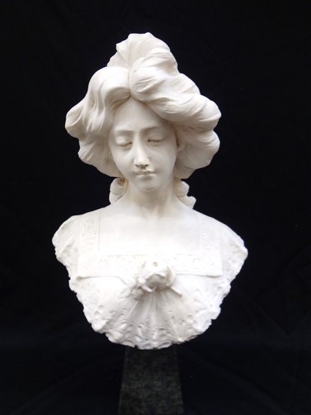 Adolfo Cipriani (Italian 1880-1930) Marble Female Portrait Bust 